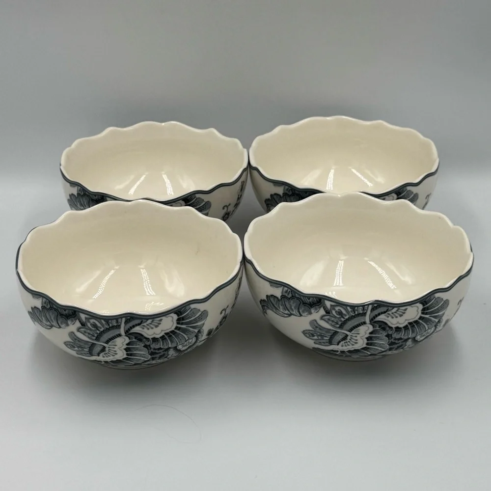 222 Fifth “Gabrielle Grey” Porcelain Soup/cereal Bowls- Set of 4